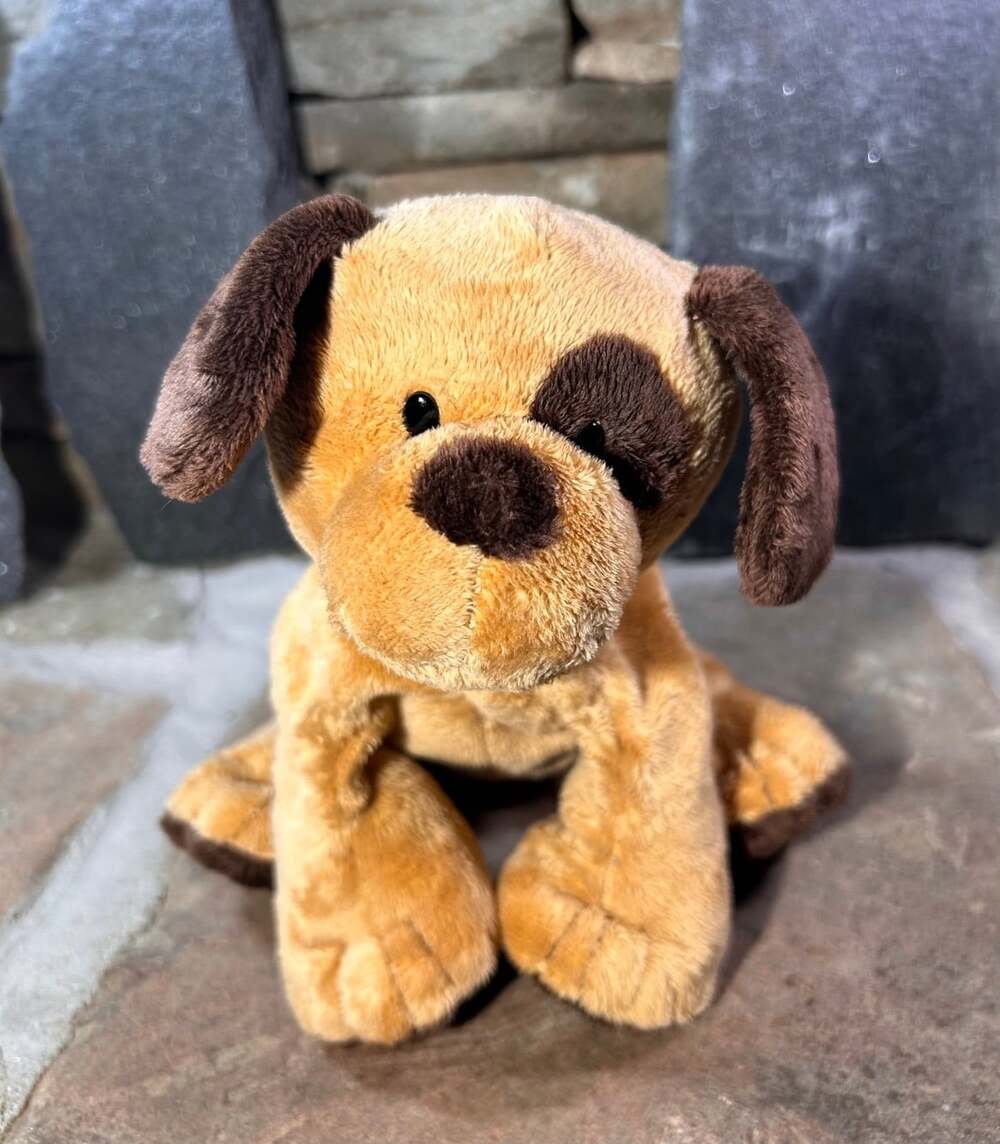 Ty Pluffies Plush Barkers Dog 8" TyLux Puppy Brown Tan Plastic Eyes 2011
